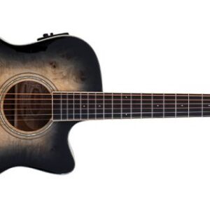 Washburn DFBACEB Deep Forest Burl Grand Auditorium Acoustic Electric Guitar. Black Fade