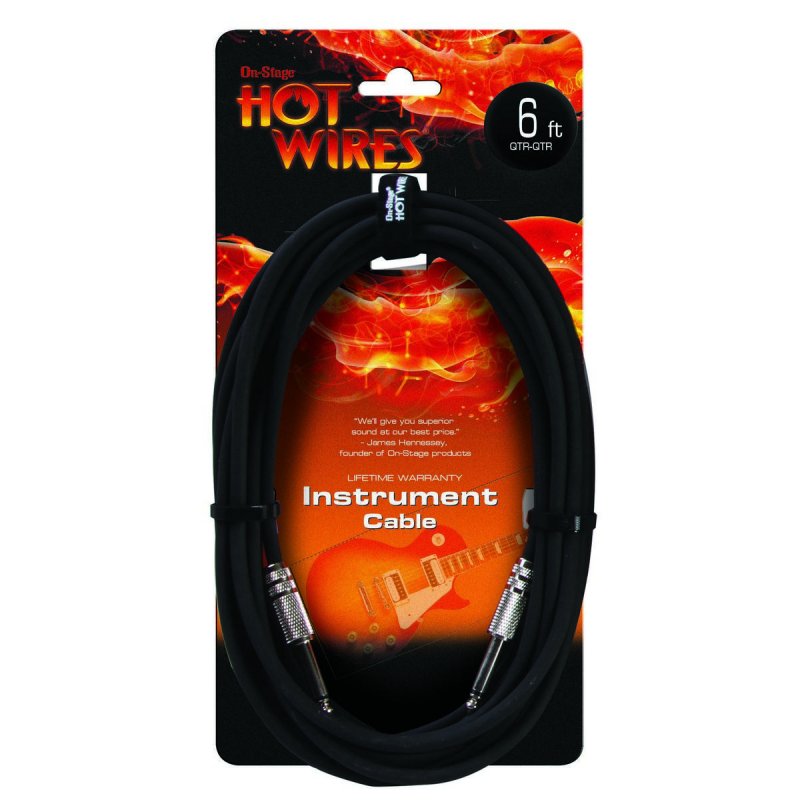 On-Stage IC-6 Instrument Cable (QTR-QTR, 6')