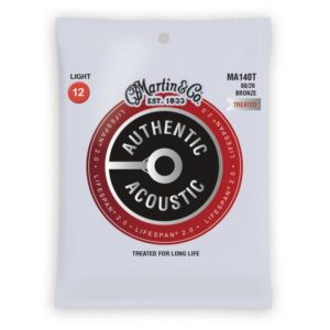 Martin MA140T Authentic Acoustic Lifespan 80/20 Bronze Light Guitar Strings. 12-54