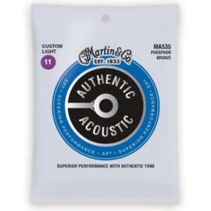 Martin MA535 Authentic Acoustic SP 92/8 Phosphor Bronze Custom Light Guitar Strings. 11-54