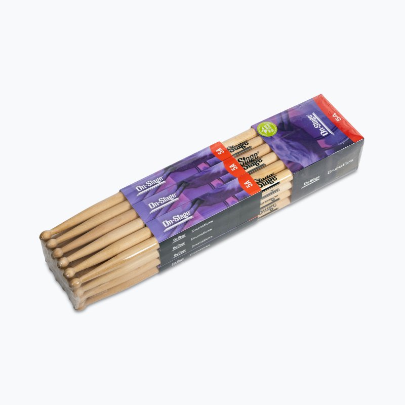 On-Stage MW5A Maple Drum Sticks (5A, Wood Tip, 12pr)