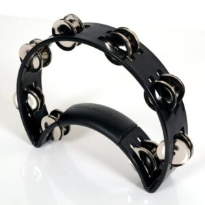Rhythm Tech RT1010 Tambourine. Black with Double Row Nickel Jingles